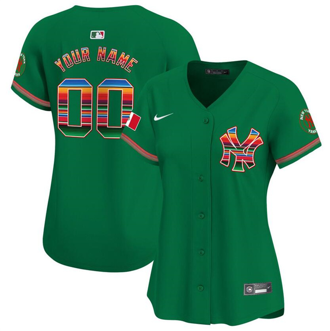 Women's New York Yankees Customized Green Mexico Vapor Premier Limited Stitched Baseball Jersey(Run Small)